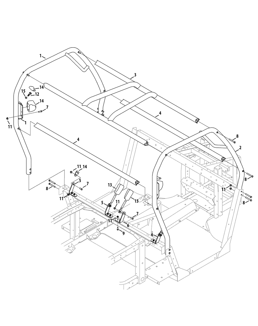 Operator Protective Structure And Seat Belts Diagram and Parts List for 465 4X4-EFI-1I029Z-1H020Z-37BMD710 Cub Cadet Lawn Tractor Accessories